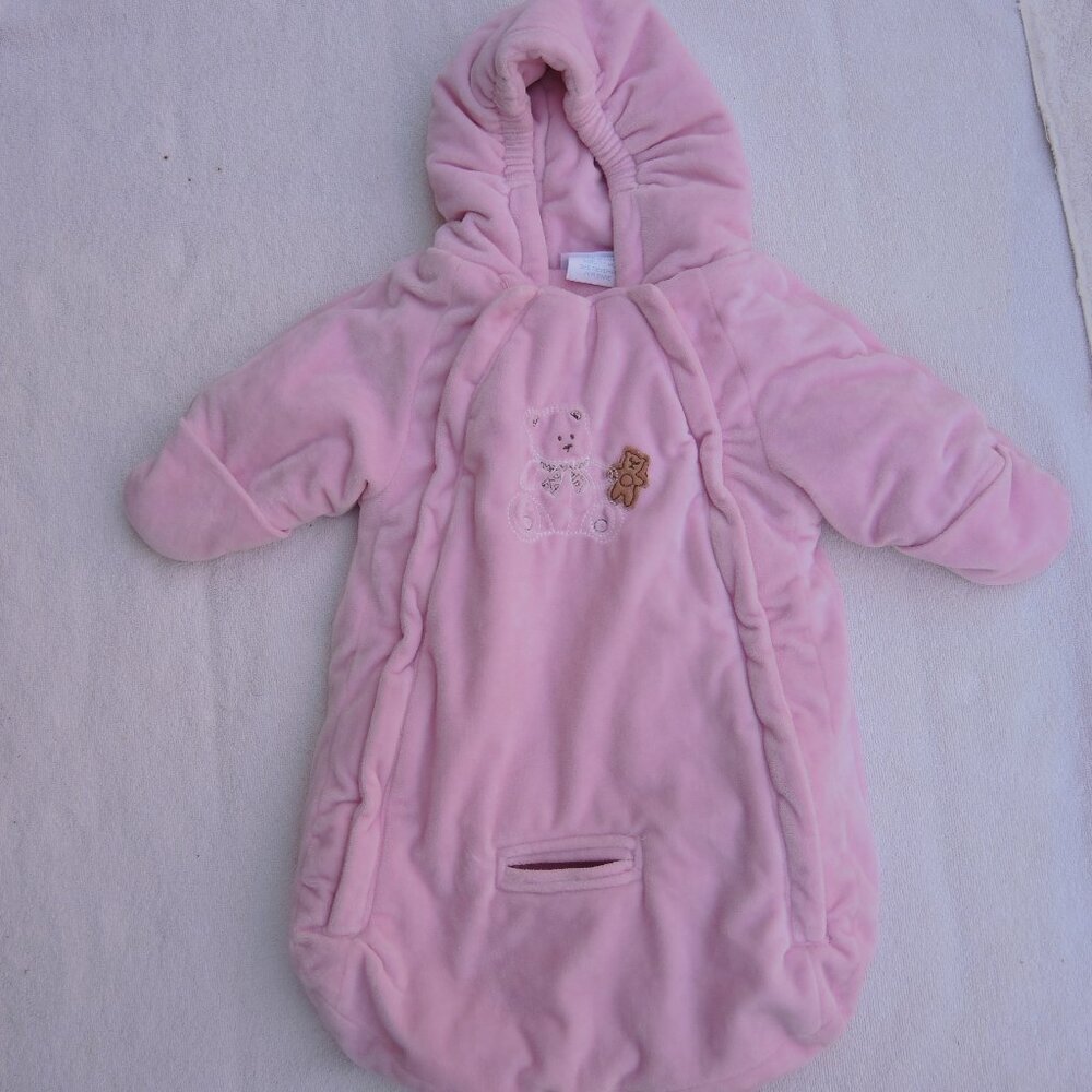 Baby Dove Baby Girl Bunting Double Zip Close Hooded Snow Suit Sz 0-3M